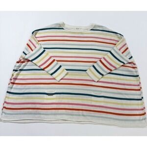 MERSEA Anywhere Sweater OS One Size Striped Oversized Boxy Knit Coastal Pocket
